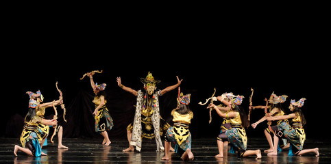Tari Topeng Panji / Panji Traditional Dance. Traditional mask dance "Smara Dahana" from Malang, East Java, Indonesia.