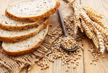 Top view of sliced bread