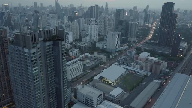 Asoke and Petchaburi aerial footage in Bangkok, Thailand