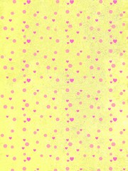 abstract yellow background with red hearts