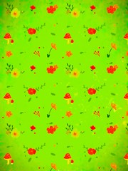 seamless pattern with flowers with green background