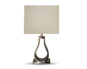 Fabric lamp on stainless stand isolated on white background. This has clipping path.      