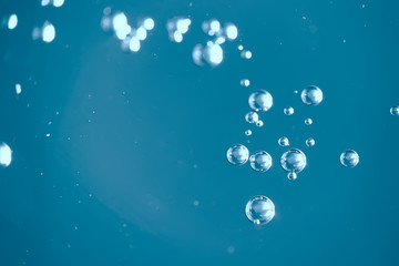 air bubbles in water macro background / blue background abstract bubbles in water