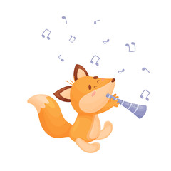 Fototapeta na wymiar Cartoon fox with a pipe. Vector illustration on a white background.