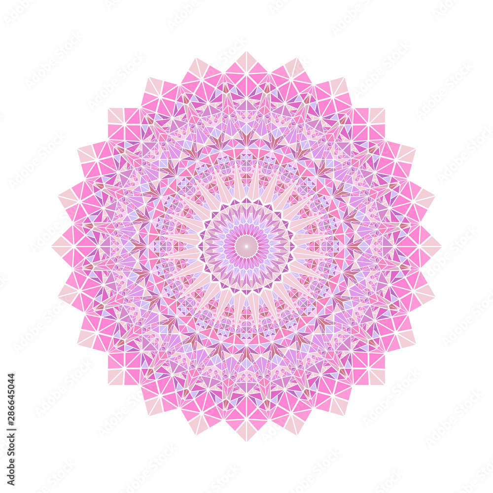 Poster round ornate geometrical triangle tile ornament mandala - polygonal circular abstract ornamental vec
