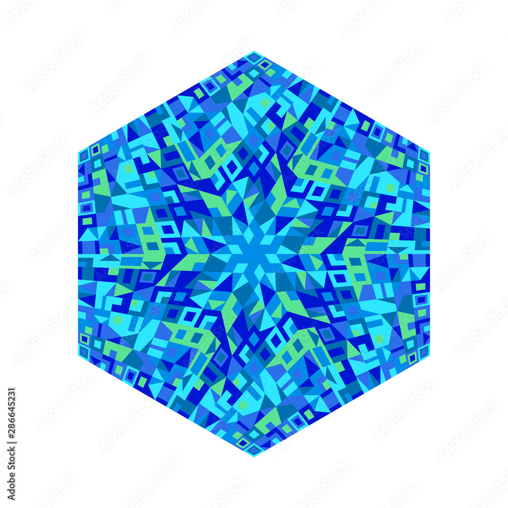 Poster abstract mosaic ornament hexagon polygon - ornamental hexagonal colorful vector design element from 