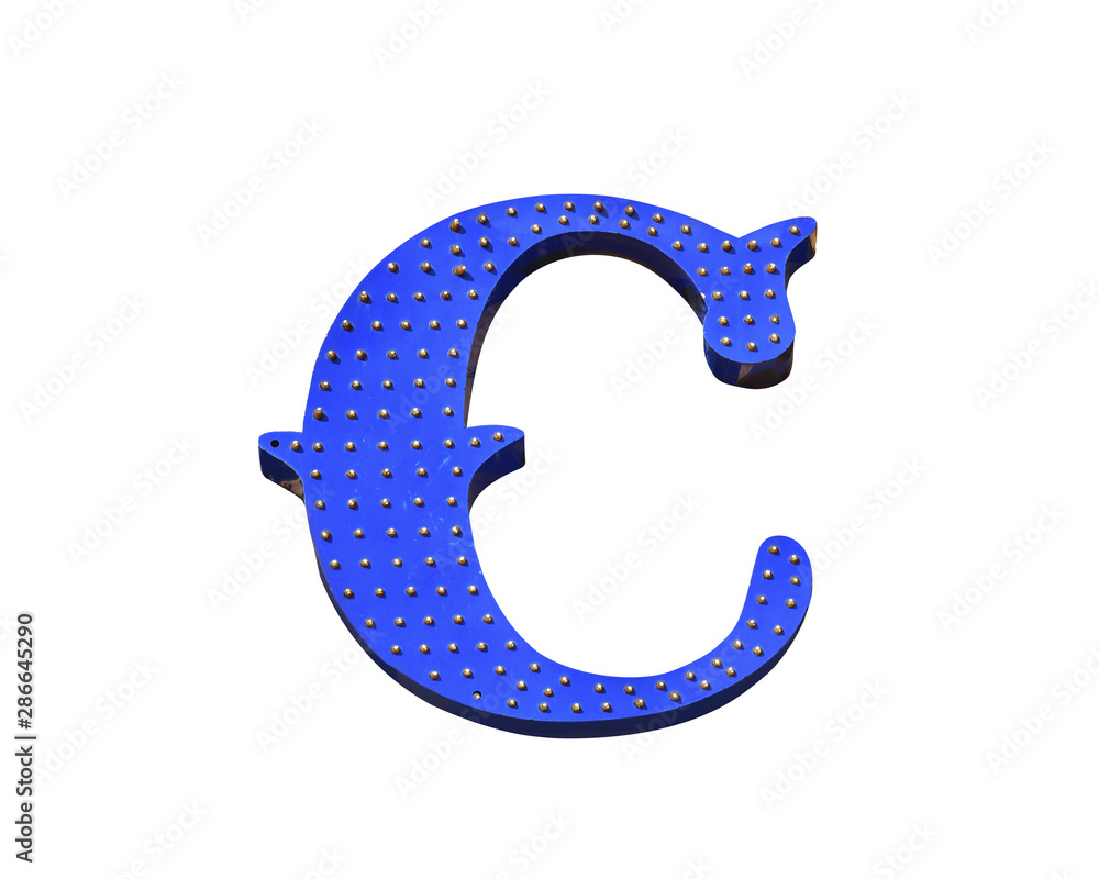 Fototapete Font C character vintage style isolated on white background. This has clipping path. 