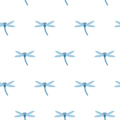 Vector pattern with many light blue dragonflies on white background. Seamless pattern can be used for wallpaper, pattern fills, web page background,surface textures.