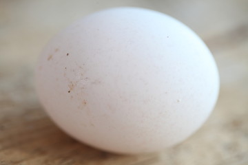 Fresh farm chicken eggs on the counter.
