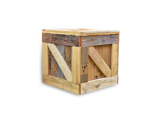 Wooden box for preventing damaged goods from transportation isolated on white background. This has clipping path.   
