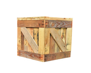 Wooden box for preventing damaged goods from transportation isolated on white background. This has clipping path.   