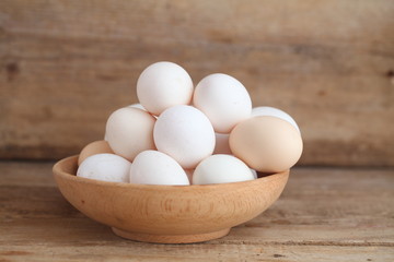 Fresh farm chicken eggs on the counter.