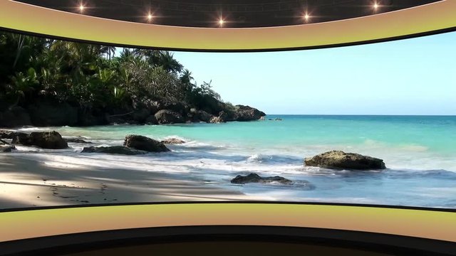 17HD News Virtual Studio Green Screen Background Yellow Beach