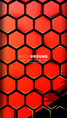 Vertical hexagon background. Gradient color light pattern with dark background technology style. Honeycomb. Vector illustration of light.
