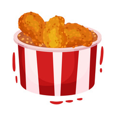 Nuggets with a paper bucket. Vector illustration on a white background.