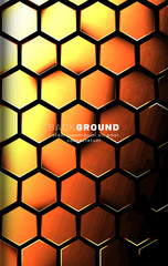 Vertical hexagon background. Gradient color light pattern with dark background technology style. Honeycomb. Vector illustration of light.