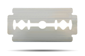 The razor blade for shaving or hair is made of a clean, safe stainless steel material isolated on...