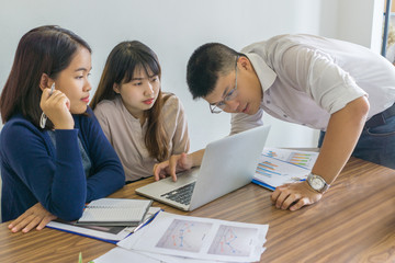 Fototapeta premium Group of people discussing and having teamwork on business project