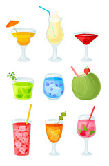 Set of multi-colored cocktails. Vector illustration on a white background.