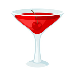 Red drink in the bokeh. Vector illustration on a white background.