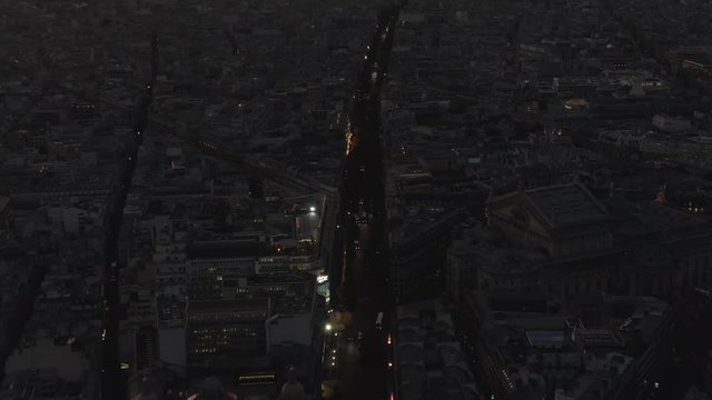 Aerial Drone Shot of Paris at night