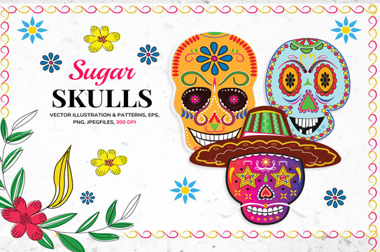 3D illustration Sugar Skull