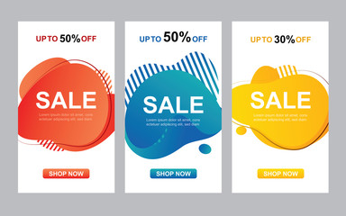 Modern liquid abstract set for sale banners template. Use for flyer, discount special offer design, promotion background.