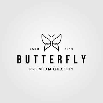 line art butterfly vintage logo design illustration