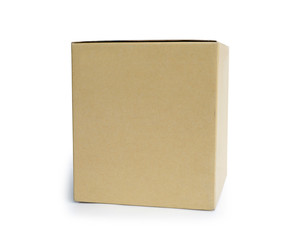 Brown paper box isolated on white background. This has clipping path. 