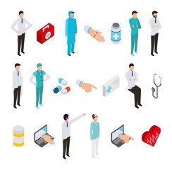 Obraz na płótnie Canvas bundle of professional medical staff and icons