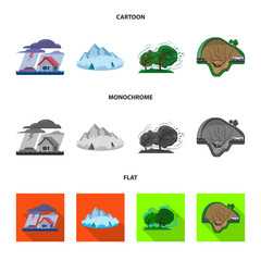 Vector illustration of natural and disaster sign. Set of natural and risk vector icon for stock.