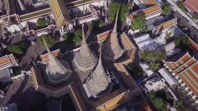 Temples aerial view in Bangkok in Thailand