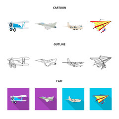 Isolated object of plane and transport logo. Collection of plane and sky stock symbol for web.