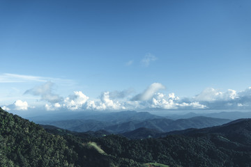 Fototapeta premium Blue sky and mountains in the evening Beautiful light