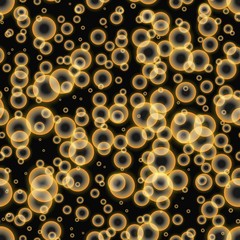 Vector Golden On Black Abstract Bubbles Texture Seamless Pattern Background