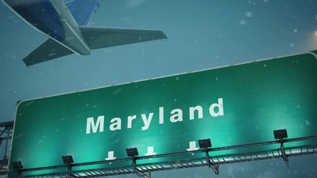 Airplane Take off Maryland in Christmas
