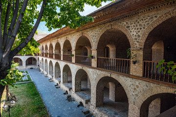 Fototapeta na wymiar Ancient caravanserai hotel in the old town, Shaki city, Azerbaijan