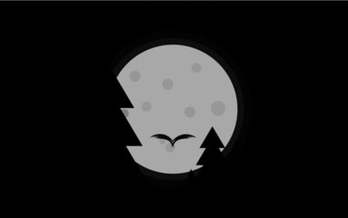 Орел на черном фоне в лесу в лунный свет