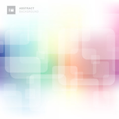 Abstract square transparent overlapping with colorful blurred background.