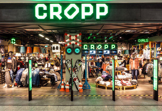 Krakow, Poland, March 19, 2018, illustrative editorial. Cropp store in Galeria Krakowska. Cropp is one of brands of LPP S. A. (Lubianiec Piechocki and Partnerzy) is a large Polish retailing company ba