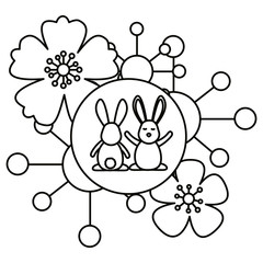 Isolated rabbits cartoons vector design