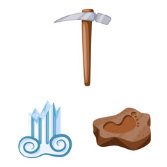 Isolated object of archaeology and historical icon. Collection of archaeology and excavation stock symbol for web.