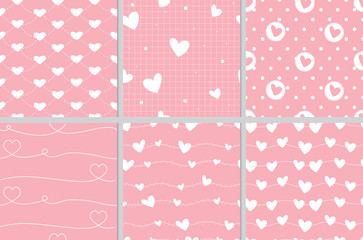 valentine heart seamless pattern on pink background collection