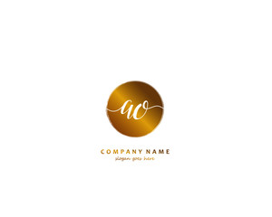  AO Initial handwriting logo vector