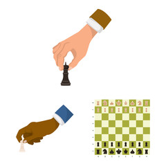 Vector design of chess and game sign. Collection of chess and strategy stock vector illustration.