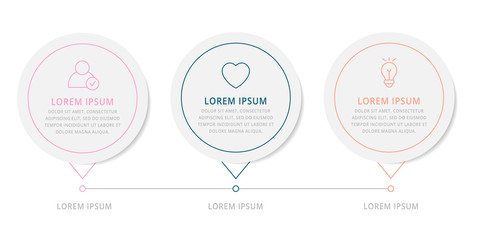 Modern flat vector illustration. Circular infographic template with three elements. Icons and text. Designed for business, presentations, web design, applications, interfaces, diagrams with 3 steps