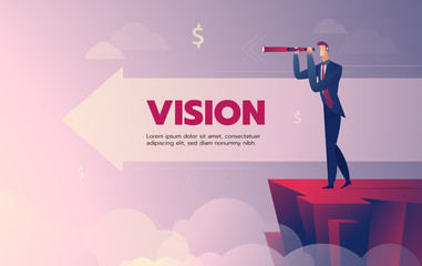 Businessman vision landing page with text