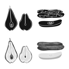 Vector illustration of food and raw logo. Collection of food and nature stock symbol for web.