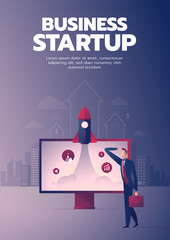 Businessman startup poster with text