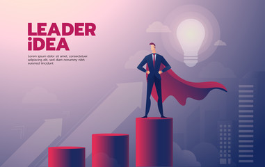Businessman leadership landing page with text